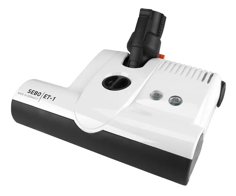 SEBO ET-1F2 Quick Connect Electric Broom – 12-Inch Sweep Width, Height-Adjustable Handle, White Housing, Serrated Drive Belt, Durable Plastic Brush Roll
