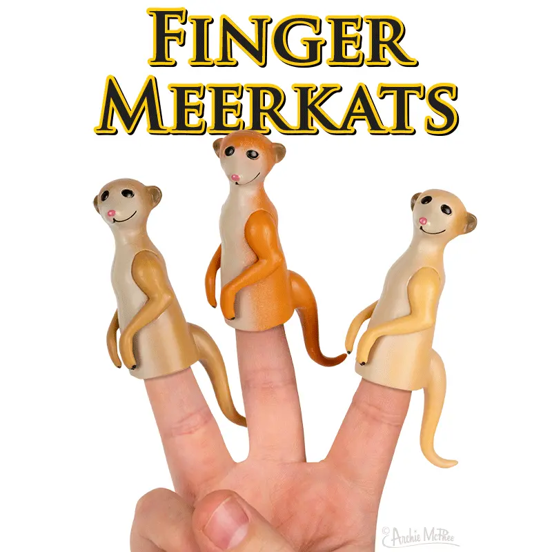 Set of 3 Meerkat Finger Puppets – Handcrafted Wildlife Toys