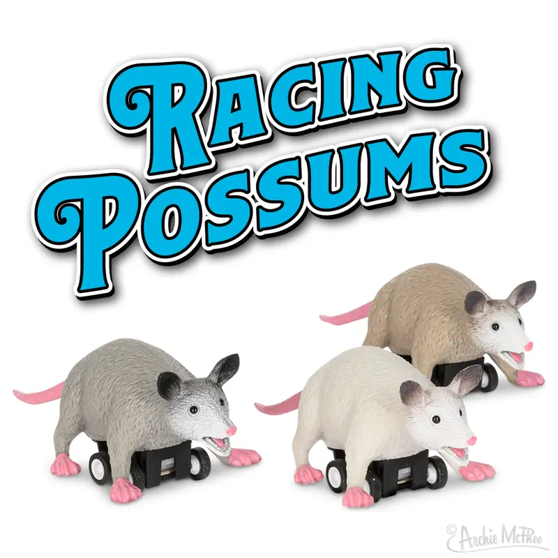 Set of 3 Racing Possum Figurines – Collectible Animal Racers
