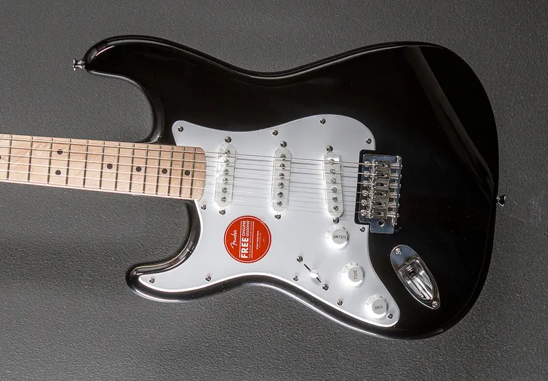 Sonic Stratocaster Left-Handed Model in Black with Maple Fingerboard