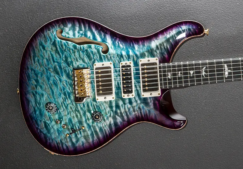 Special Semi-Hollow Wood Library Limited Edition – Aquableux Purple Burst on Korina Body