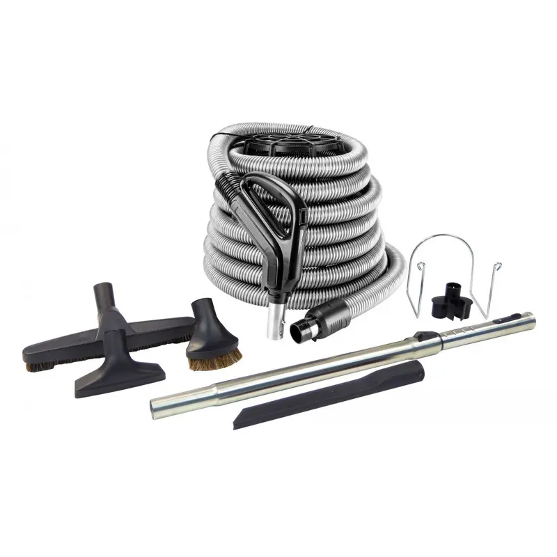 Universal Central Vacuum Hose Kit – 30 to 50 Feet, Gray or Black with On/Off Switch