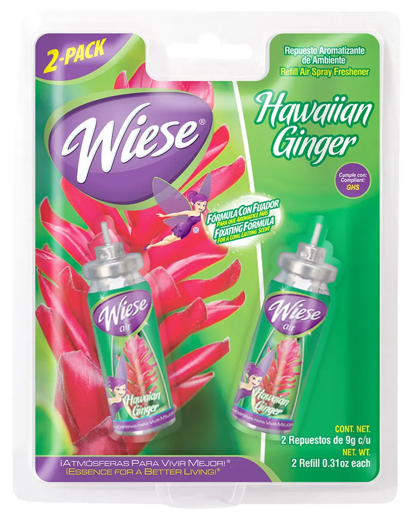 Wiese NAESM05 Hawaiian Ginger Air Freshener Refills – Twin 9 g (0.31 oz) Mini Dispenser Bottles