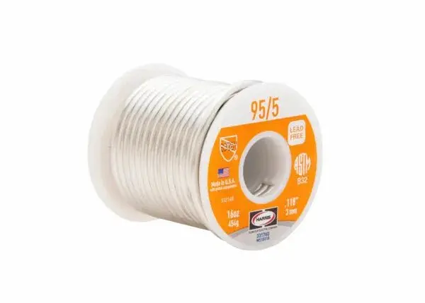 Harris Lead-Free 95/5 Solid Core Solder – 3/32" Diameter, 1 Lb Spool (331861) 1